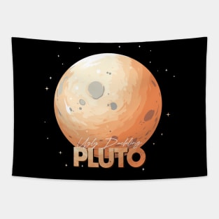 Pluto Planet Logo, Solar System Space Exploration Art Tapestry