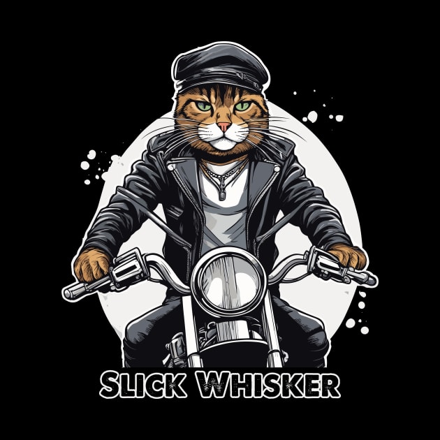 Slick Whisker Biker Cat by Kingrocker Clothing