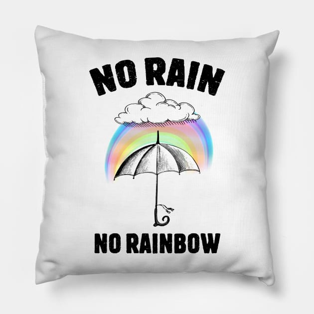 No Rain No Rainbow Pillow by SandraKC