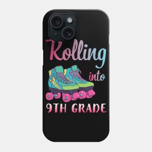 Rollerblading Students Rolling Into 9th Grade Happy First Day Of School Phone Case