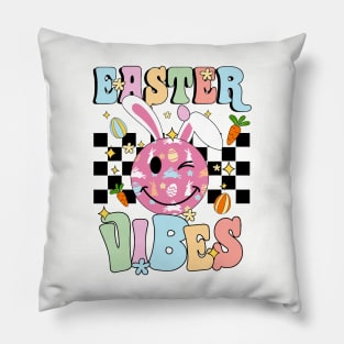 Easter Vibes Smiles Happy Face Bunny Happy Easter Pillow