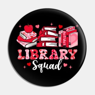 Library Squad Book Leopard Hearts Librarian Valentine_s Day Pin