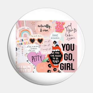 Girl Power Collage Pin