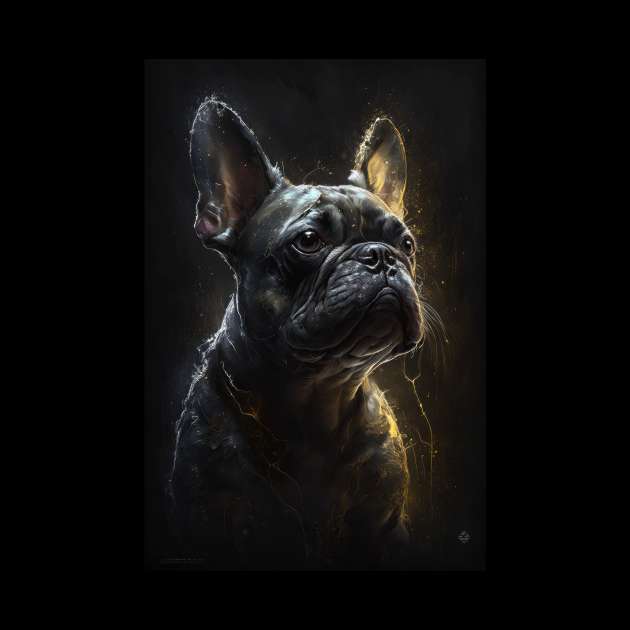 French Bulldog Portrait Animal Nature Wildlife Dark Painting Wild Spirit by Cubebox