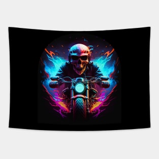 Seraphic Skeletal Ghost Motorbike Tapestry