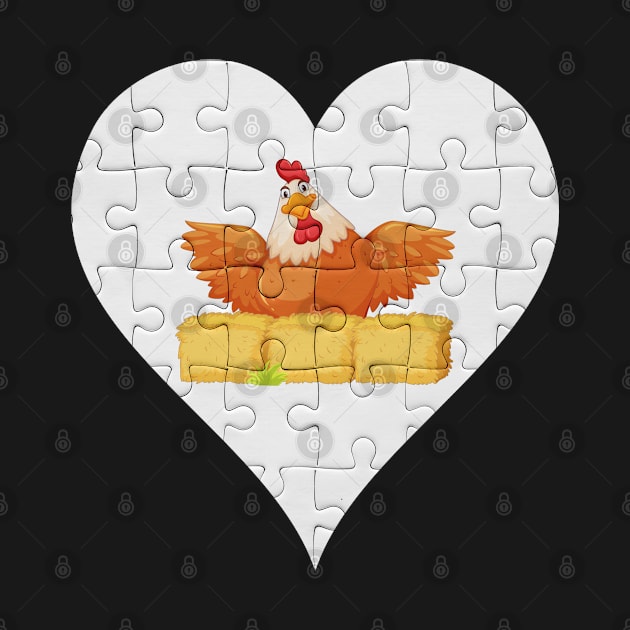 Jigsaw  Hen Heart Design - Farm Animals Hen by giftideas