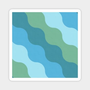 Groovy Geometric Decor - Retro Waves No.001 / Teal Shades Magnet