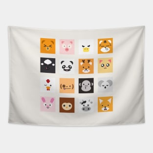 Animal Faces Tapestry