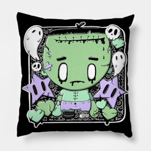 Frankenstein zombie boy in kawaii style Pillow