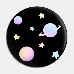 Cute Kawaii Pastel Swirl Star and Planets Pin