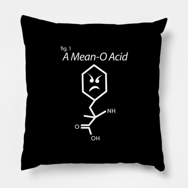 Funny Biochem A Mean-O Acid Science Pun Teacher Design Pillow by Get Hopped Apparel