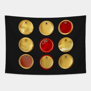 Round labels ( Gold round coins ) Tapestry