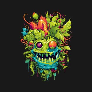 Colorful acid plant monster funny horror T-Shirt