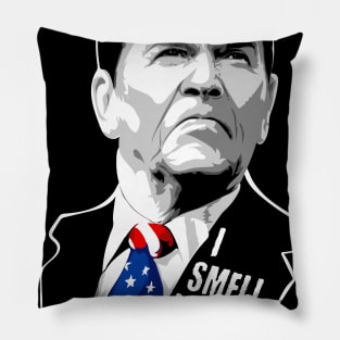 Funny I Smell Hippies - Vintage Ronald Reagan Pillow