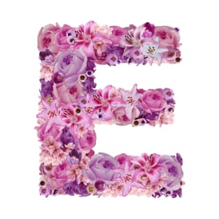 Pink Floral Letter E T-Shirt