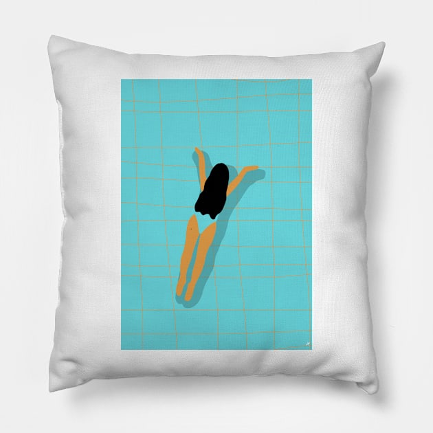 Summer Girl Swimming Pillow by panco