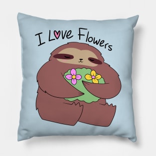 I Love Flowers Sloth Pillow