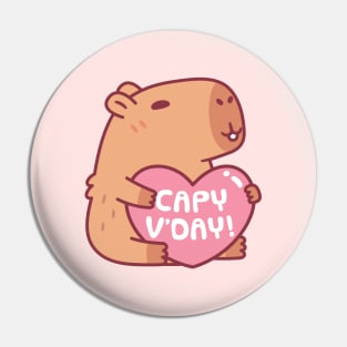 Cute Capybara Capy Vday Valentines Day Pun Pin