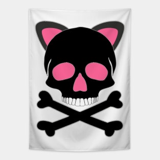 Skull with Cat Ears Tapestry