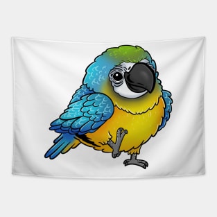 Cute Walking Blue and Yellow Macaw - Parrot Bird Birb - Chibi Kawaii Anime Tapestry