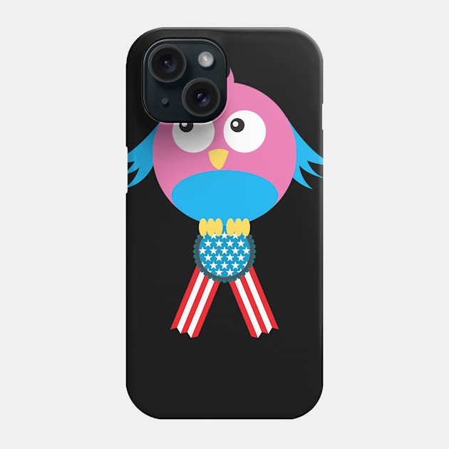 American pride - cute bird with usa ribbon Phone Case by CatheBelan