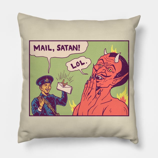 Mail, Satan! Pillow by Hillary White Rabbit