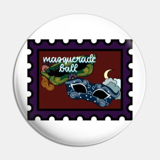 Masquerade Ball Postage Stamp Pin