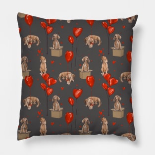 vizsla  dog pattern grey Pillow