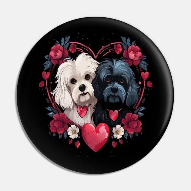 Maltese Couple Valentine Pin by JH Mart