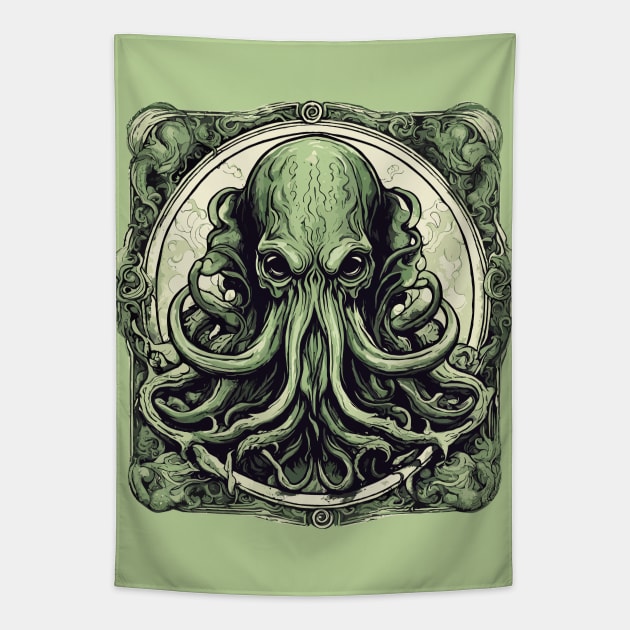 Vintage Cthulhu Tapestry by Ray Crimson