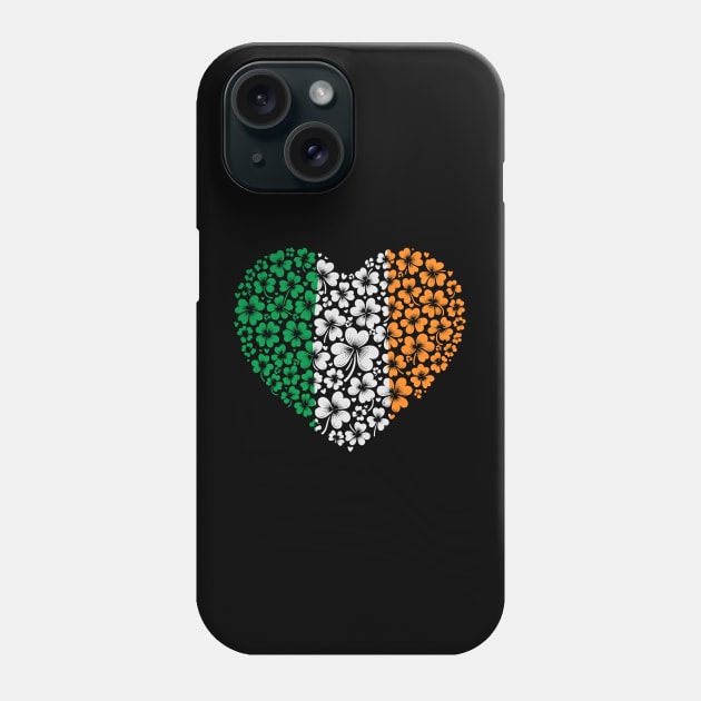 Cute Shamrock St. Patrick's Day Valentine's Day Irish Flag Hearts Phone Case by TeeCreations