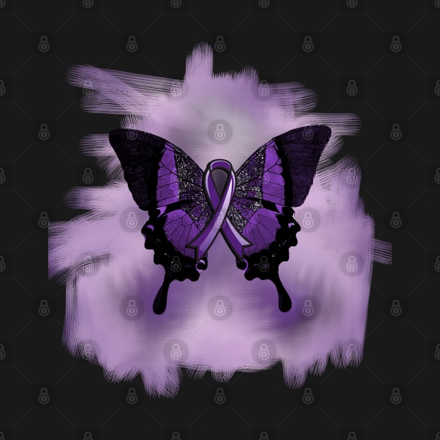 Lupus Awareness Purple Ribbon Butterfly Support by tamdevo1