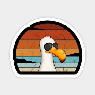 Retro Sunset Casual Seagull With Sunglasses Magnet