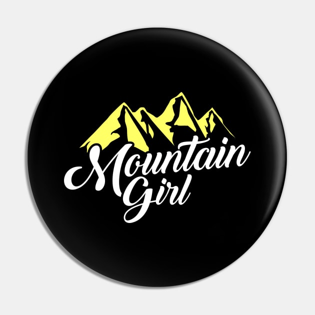 Cute Mountain Girl Hiking Hiker Adventure Nature Pin by theperfectpresents