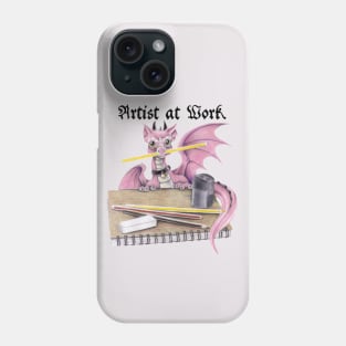 Artist at Work - Cute Pink Dragon Artist at Work Phone Case