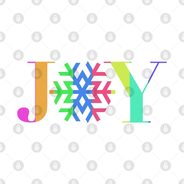 JOY - Bright Stripe Snowflake - on White by JossSperdutoArt