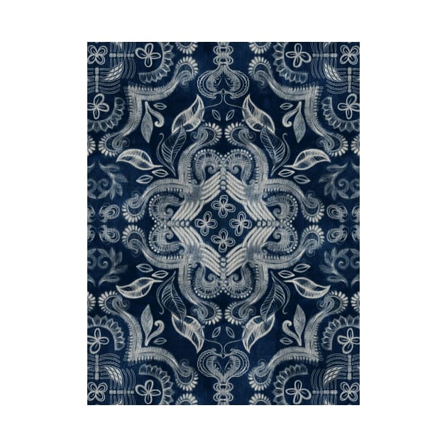 Indigo blue dirty denim textured boho pattern by micklyn