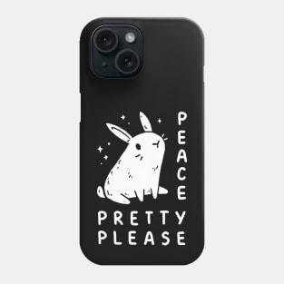 cute bunny rabbit saying peace pretty please Phone Case