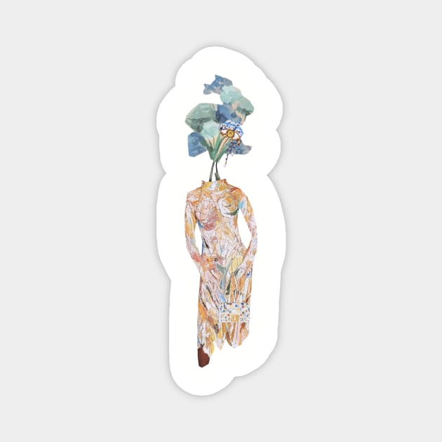 Portrait of a lady feat. Schiaparelli & florals Magnet by MonsoonartsbyM