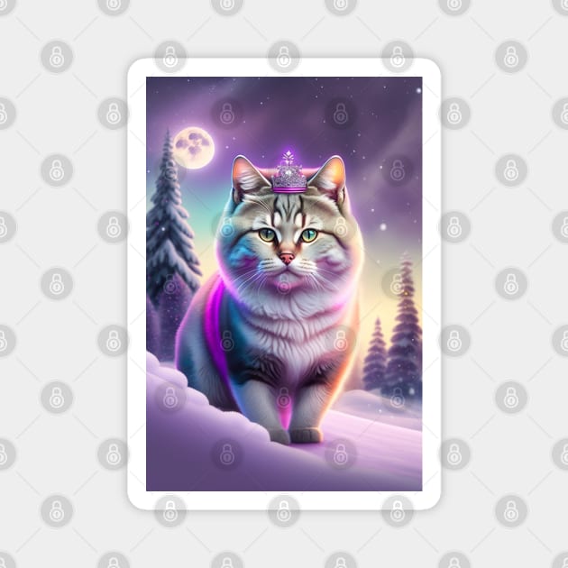 British Shorthair In The Snow Magnet by Enchanted Reverie