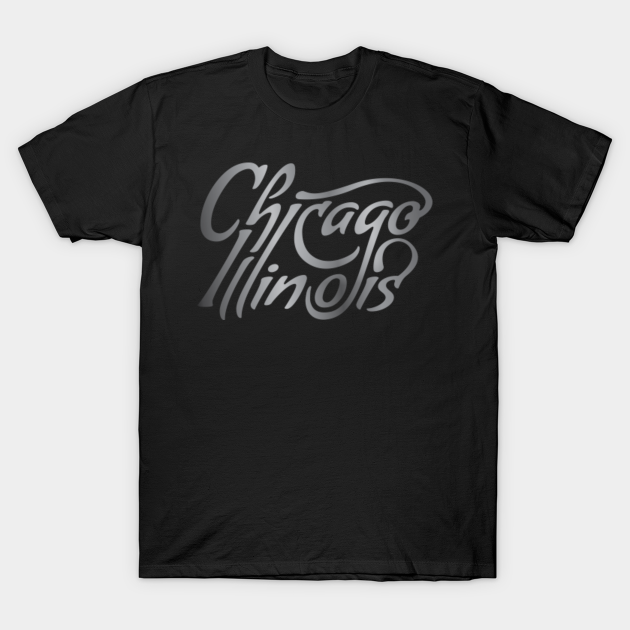 Discover Chicago Illinois Typography, silver bean - Windy City - T-Shirt