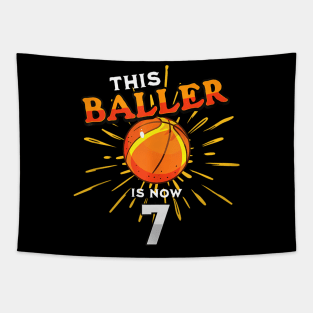 This Baller Is Now 7 Basketball Bday 7Th Birthday Party Tapestry