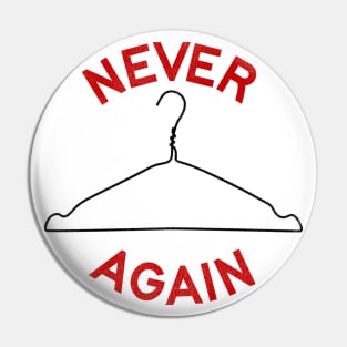 Never Again / Women's Rights Pro Choice Roe v Wade Pin