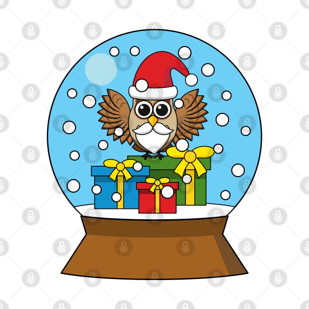 Snow Globe with Santa Claus Owl by BirdAtWork