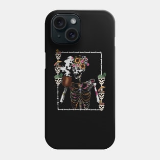 coffee drinking skeleton lazy diy halloween costume women Phone Case