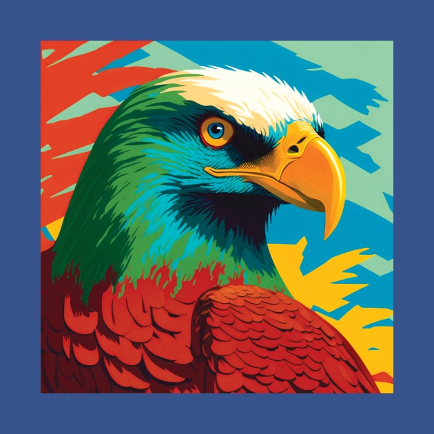 Majestic Eagle in Bold Red, Green and Blue by Geminiartstudio