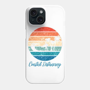 Social Distancing vs Coastal Distancing - Surfer with Palms and Wave Phone Case