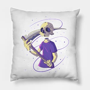 Japanese Sci-fi Skeleton 3 - Vector art illustration Pillow