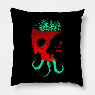 Scary Skull with Brain - Color Version 6 Pillow