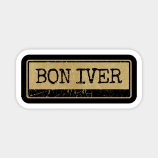 Aliska text black retro - BON IVER Magnet